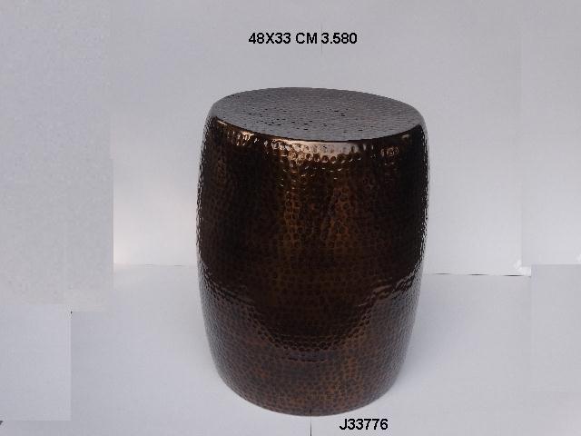 Hammered Stool - Aluminum, 45x31 Cm , Round Design In European Style