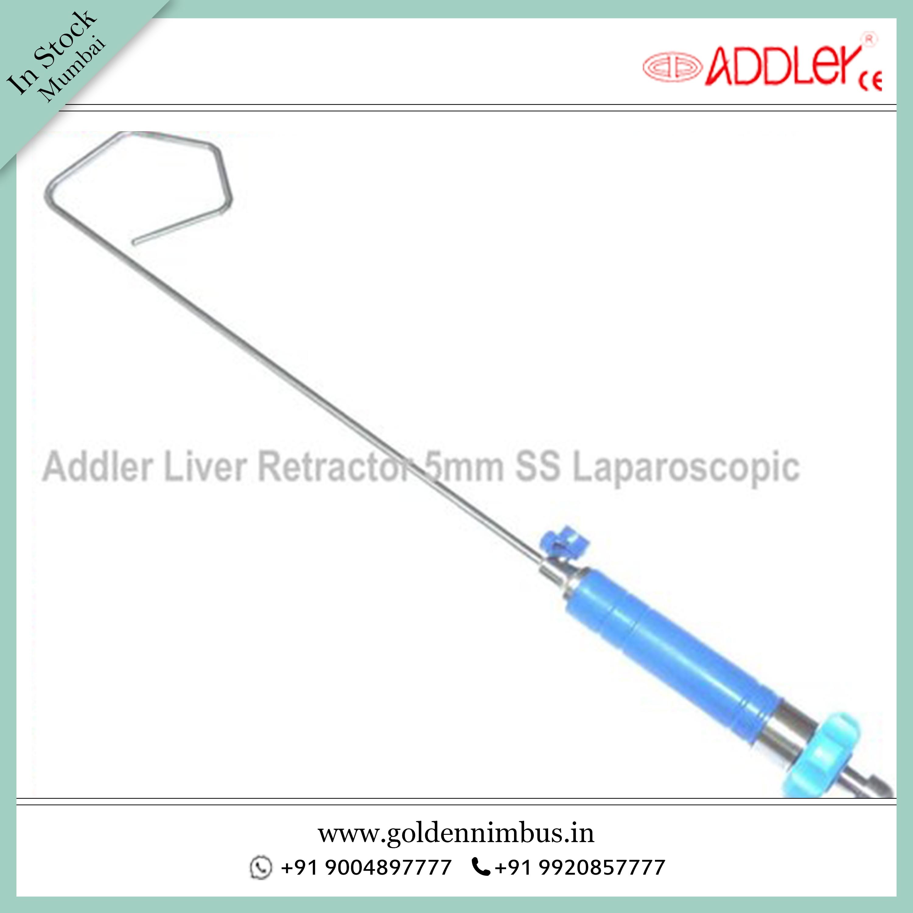 Addler Laparoscopic Liver Retractor Instrument 5mm Insufflators - Steel Material, 5 X 5 X 10 Inch Dimensions | Semi-automatic, Portable, Waterproof, Reusable