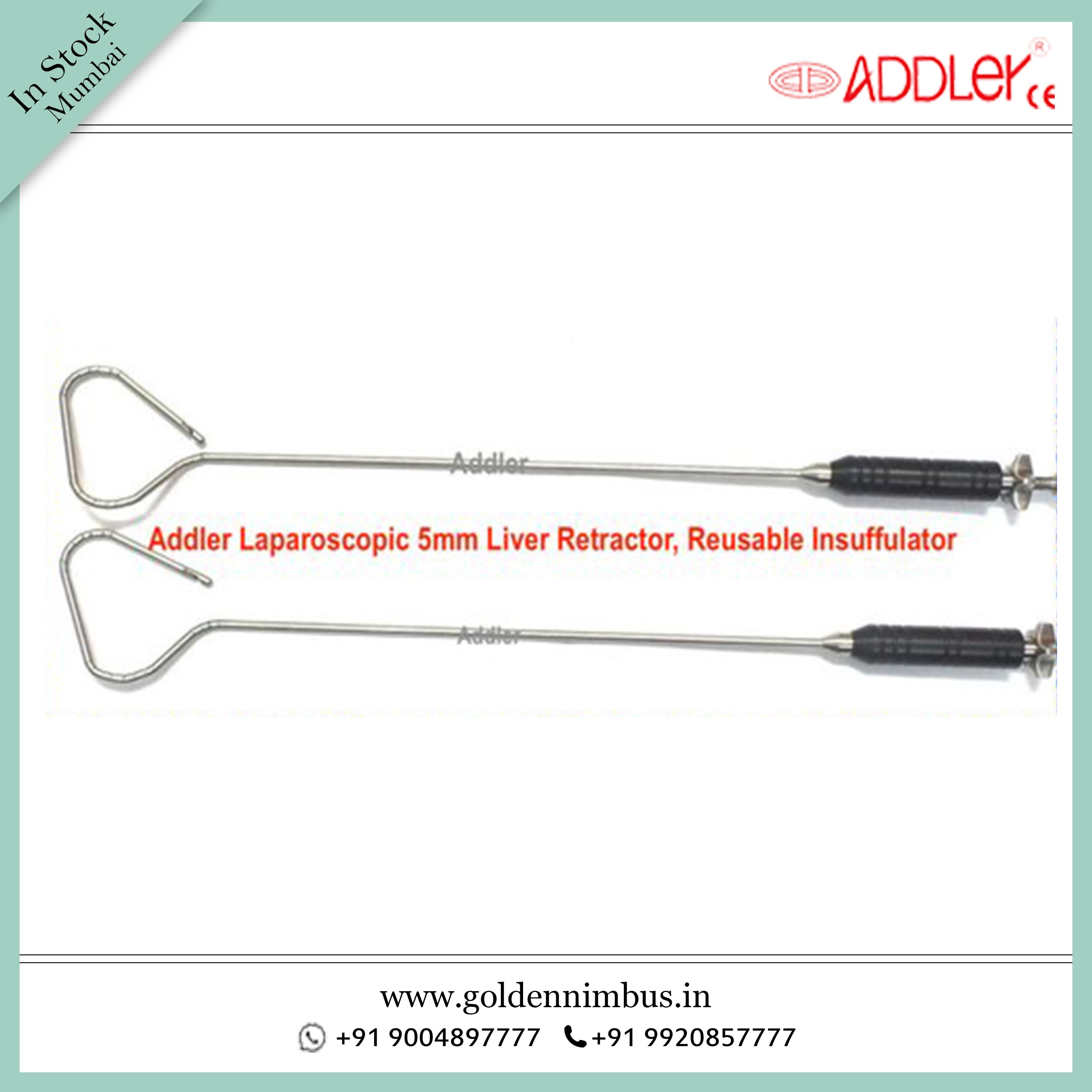 Addler Laparoscopic Liver Retractor Instrument 5mm Insufflators - Steel Material, 5 X 5 X 10 Inch Dimensions | Semi-automatic, Portable, Waterproof, Reusable