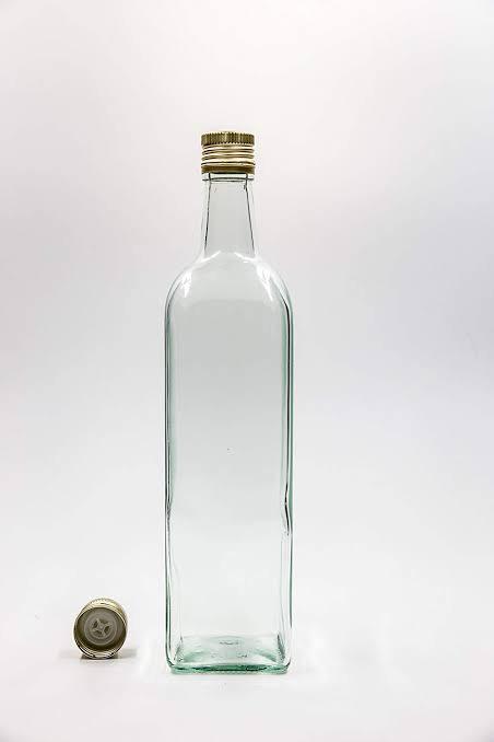 1000ml Oil Bottle - Transparent Glass, Square Shape , Screw Cap Seal For Optimal Storage And Easy Pouring Of Olive Oil