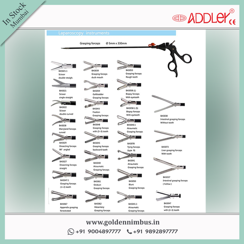 Addler Laparoscopic Grasper - Stainless Steel, 5 X 5 X 10 Cm | Semi-automatic, Reusable And Sterilized For Laparoscopic Surgery