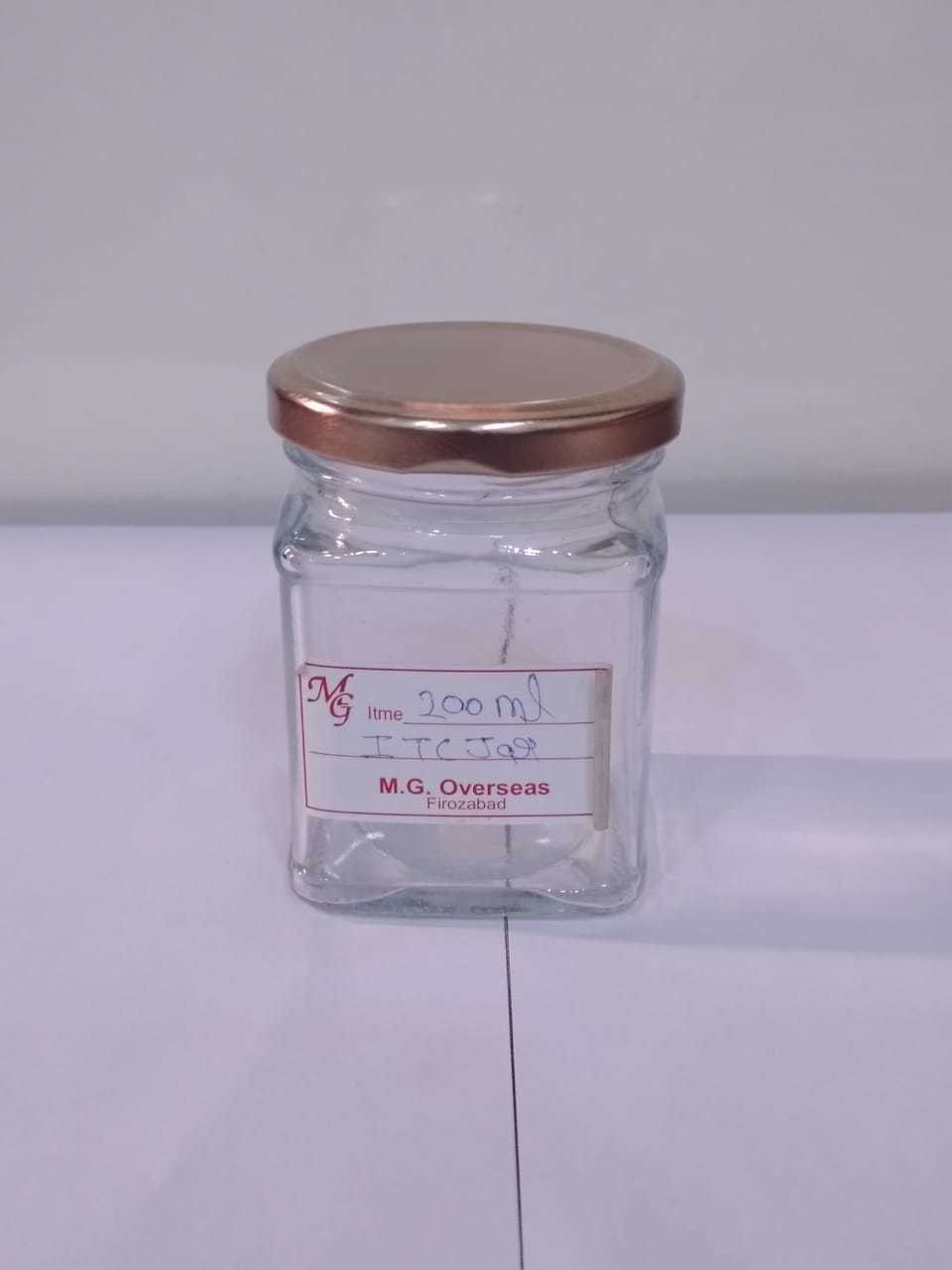 Itc Jar - 250ml Transparent Lead Glass, Square Shape, 68mm Height, 93mm Length, 2mm Thickness, Airtight Lug Cap For All Food Grade Usage