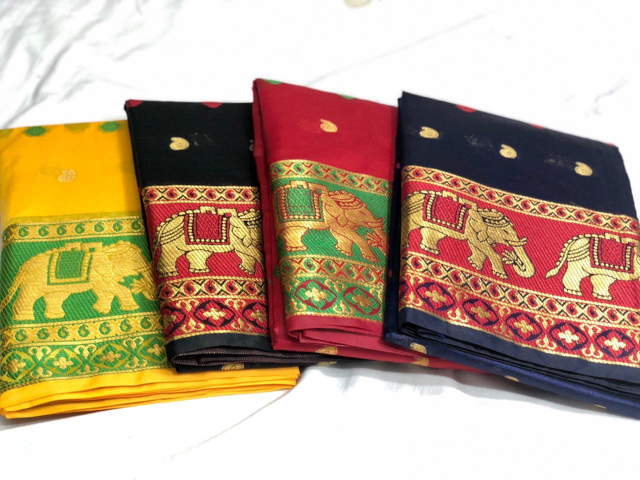 Saree - Soft Cotton Silk With Extraordinary Jacquard Design | Multi-color, Bollywood Style For All Traditional Occasions