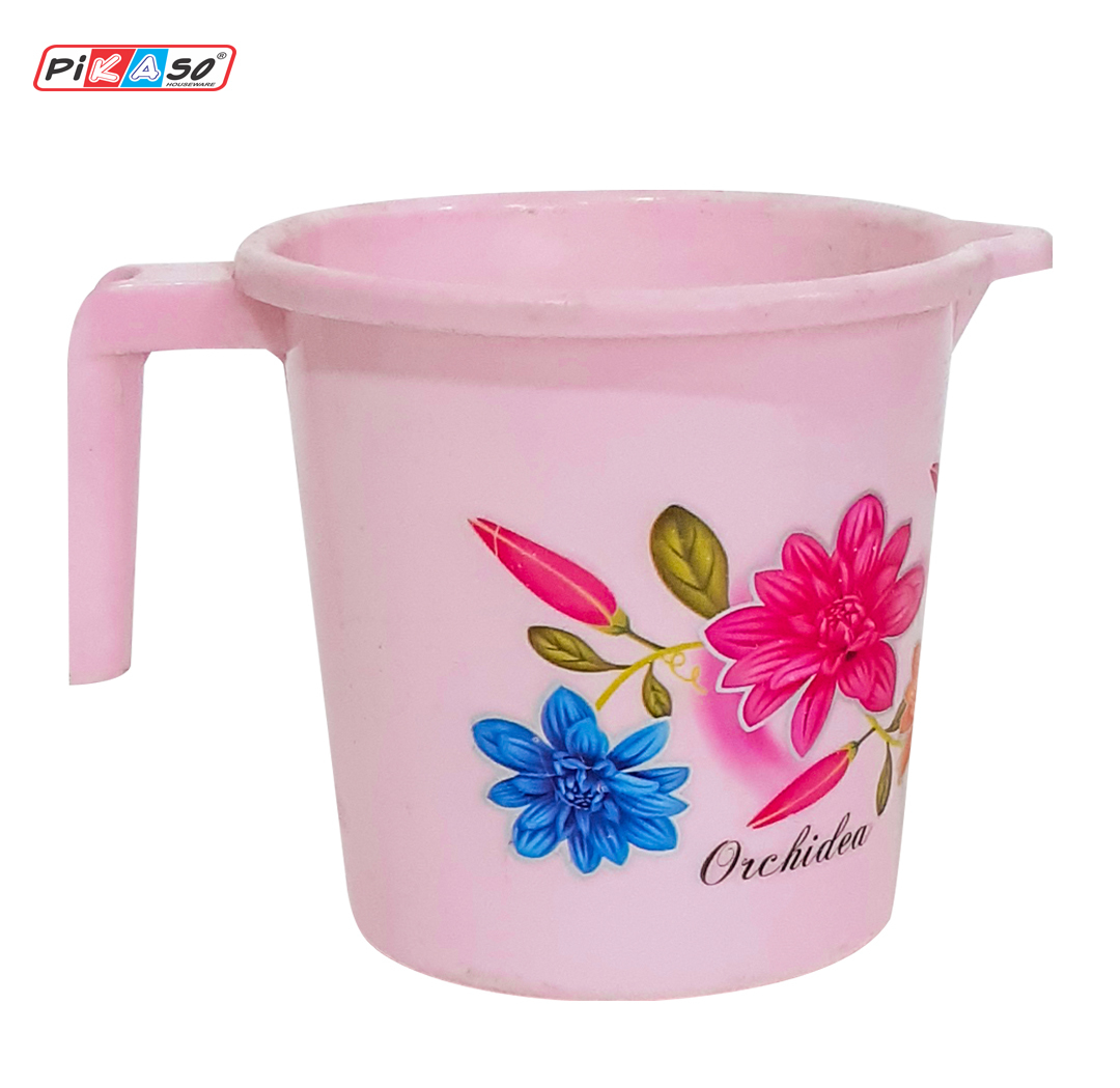 Jolly Close Handle Mugs - Polypropylene, 5x5x4.5 Inch, Cyan/blue/pink | Injection Molding, Soft Texture, Round Shaping, Household Use