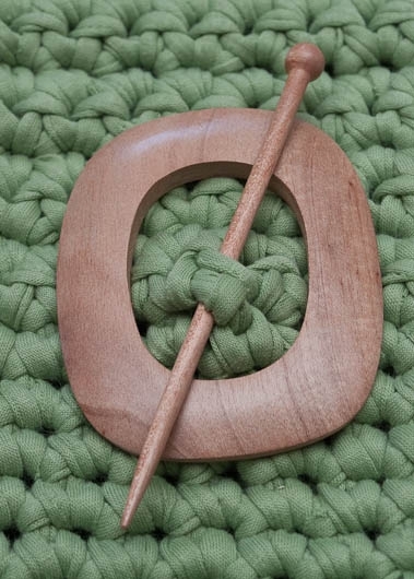 Rounded Shape Shawl Pin - Surina Wood, 5" Lightweight Ball Top Design | Perfect For Knitted And Crocheted Accessories