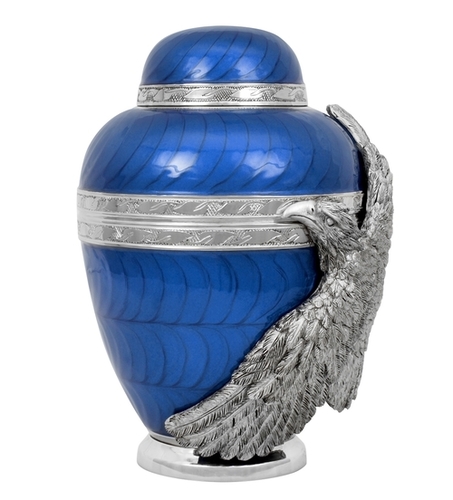 Polishing Soaring Blue Eagle Urn For Ashes