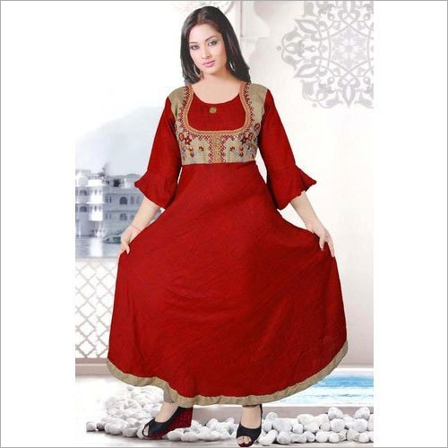 वॉशेबल लेडीज़ पार्टी वियर प्रिंटेड कॉटन कुर्ती