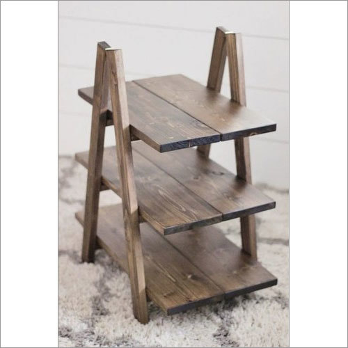 Wooden Display Rack - 20 x 12 x 36 Inches | Rustic Natural Finish, 3 Shelves, 25 lbs Weight Capacity
