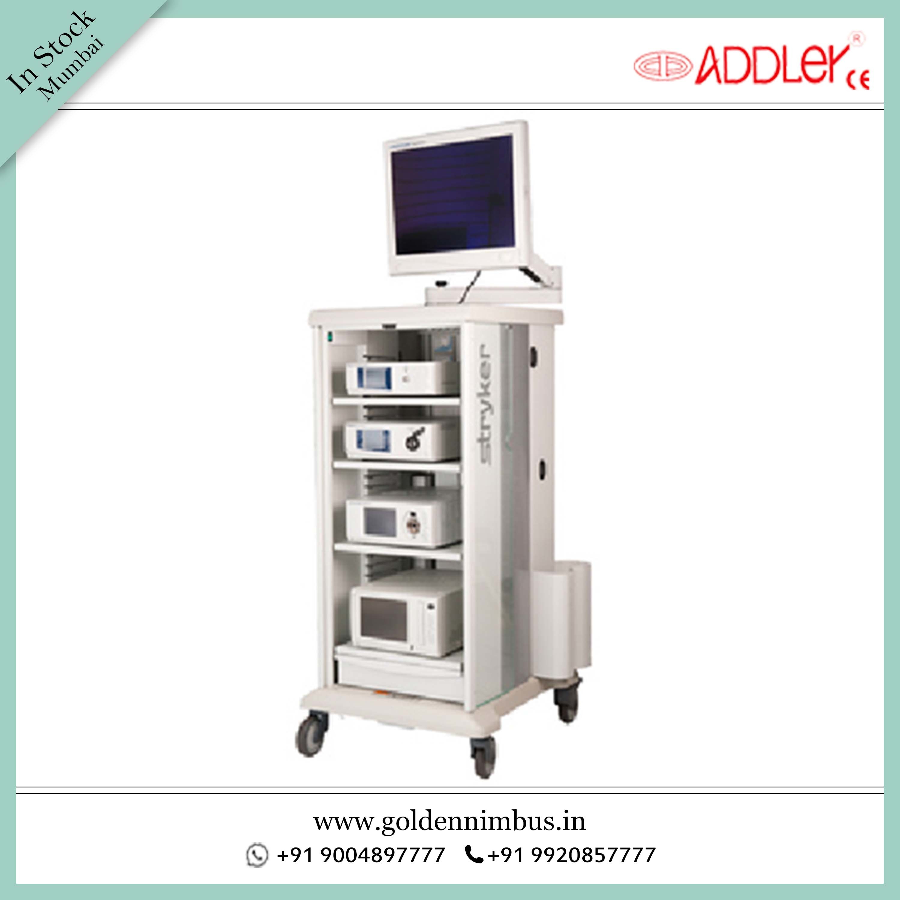 Stryker Laparoscopy Trolley Cart Endoscopy Laparoscopic Medical Monitor - Abs Material, White Color | Advanced Imaging, Suitable For Hospitals And Clinics, Reusable Instruments