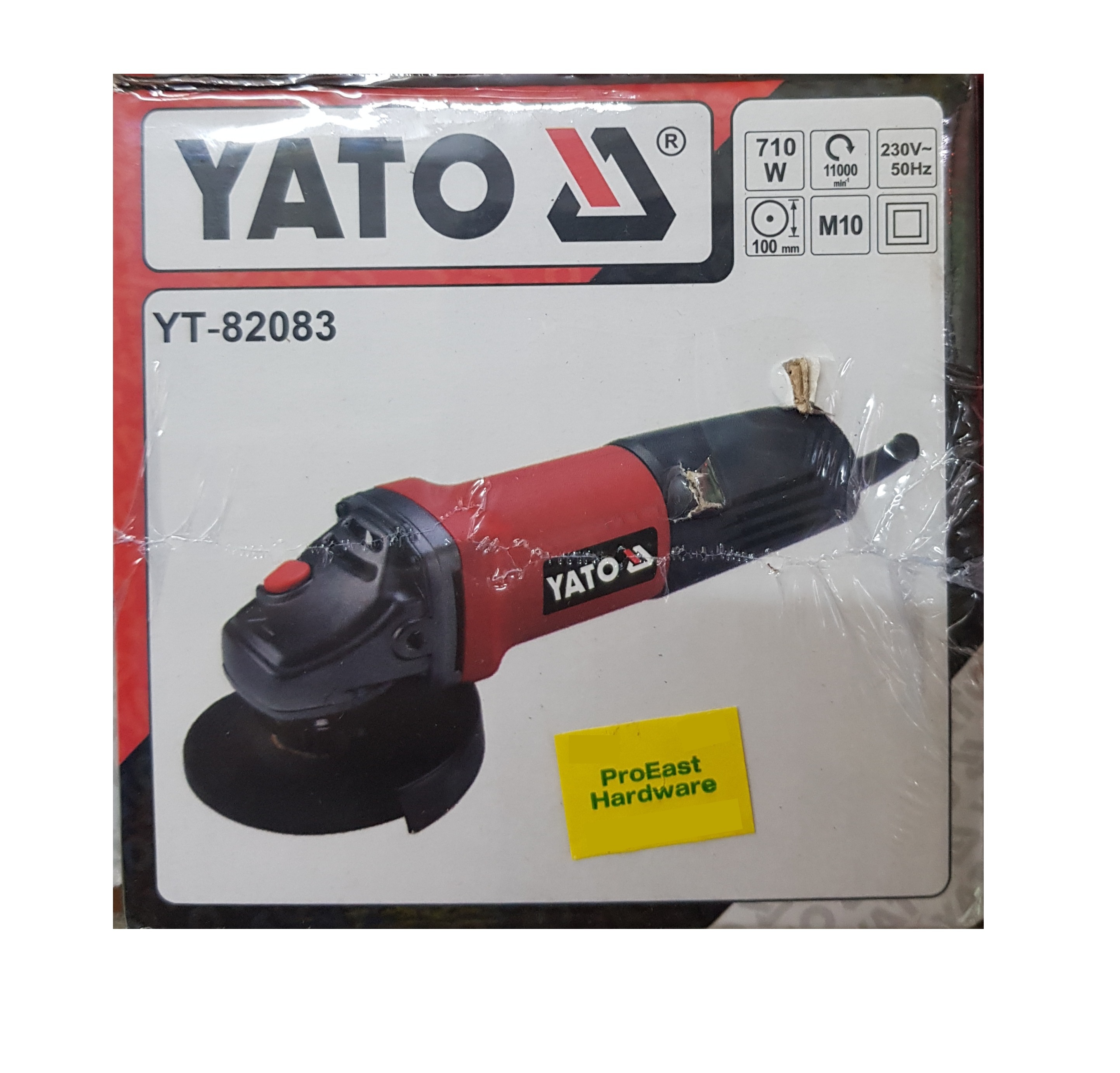 Yato Angle Grinder - 4" 710w Corded Model Yt-82083 | Durable Aluminium Body, 11000 Rpm, Red & Black Finish, 6-month Warranty
