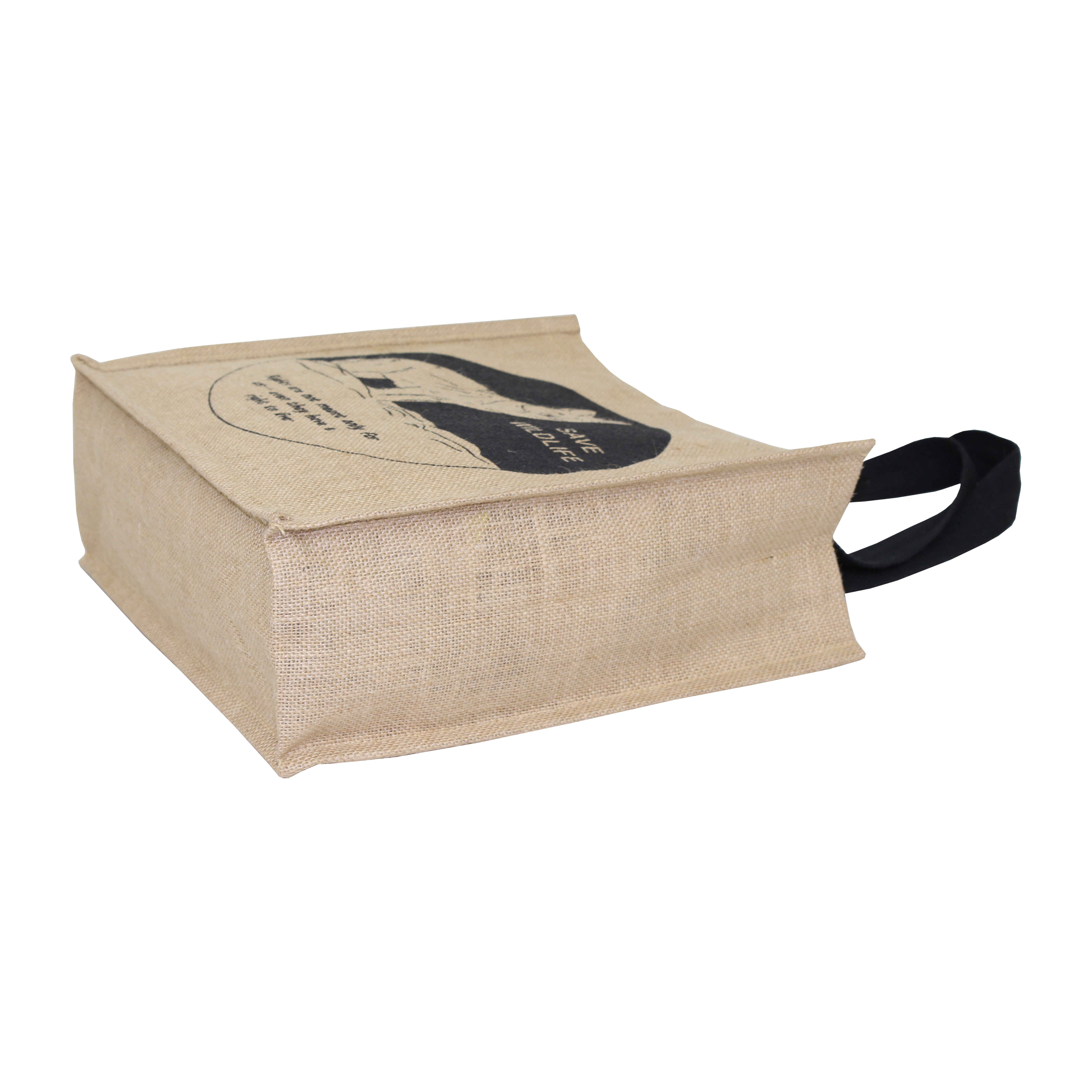 Customized Long Cotton Web Handle Jute Bag