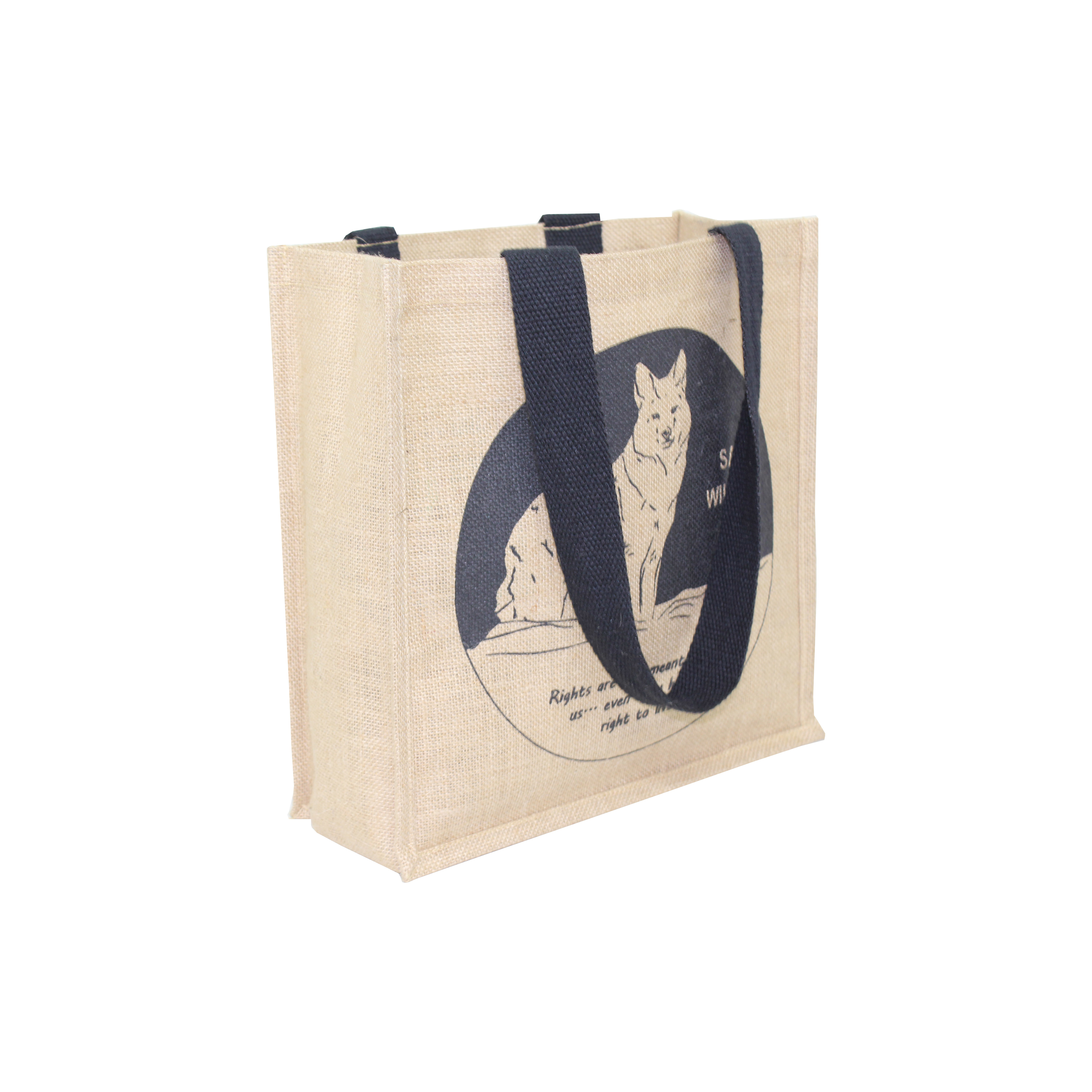 Customized Long Cotton Web Handle Jute Bag