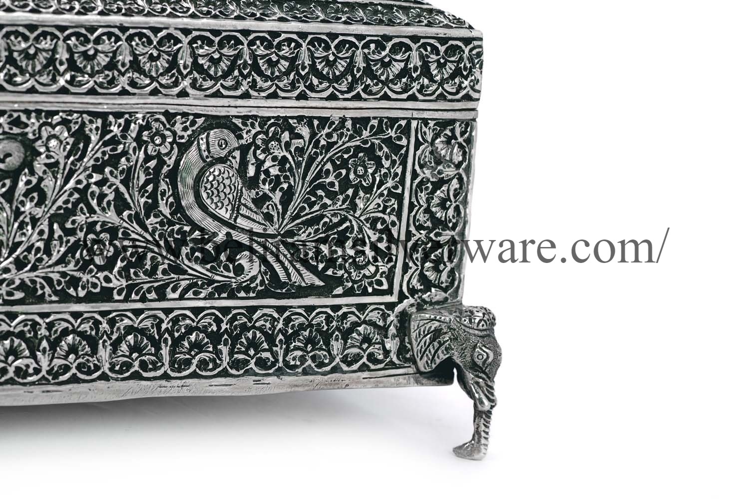 Ram Darbar Antique Silver Box On Elephant Trunk Legs