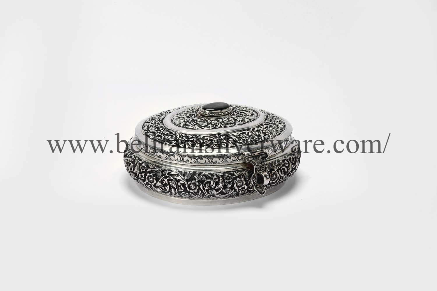 Antique Green Stone Nakshi Silver Box