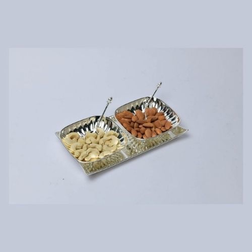 Square Fluted Bowls With Tray Set Of 2