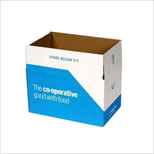 Carton Packaging Box - Printed Blue and White Rectangular Cardboard | Custom Sizes, Offset Printing, Versatile Industrial Use