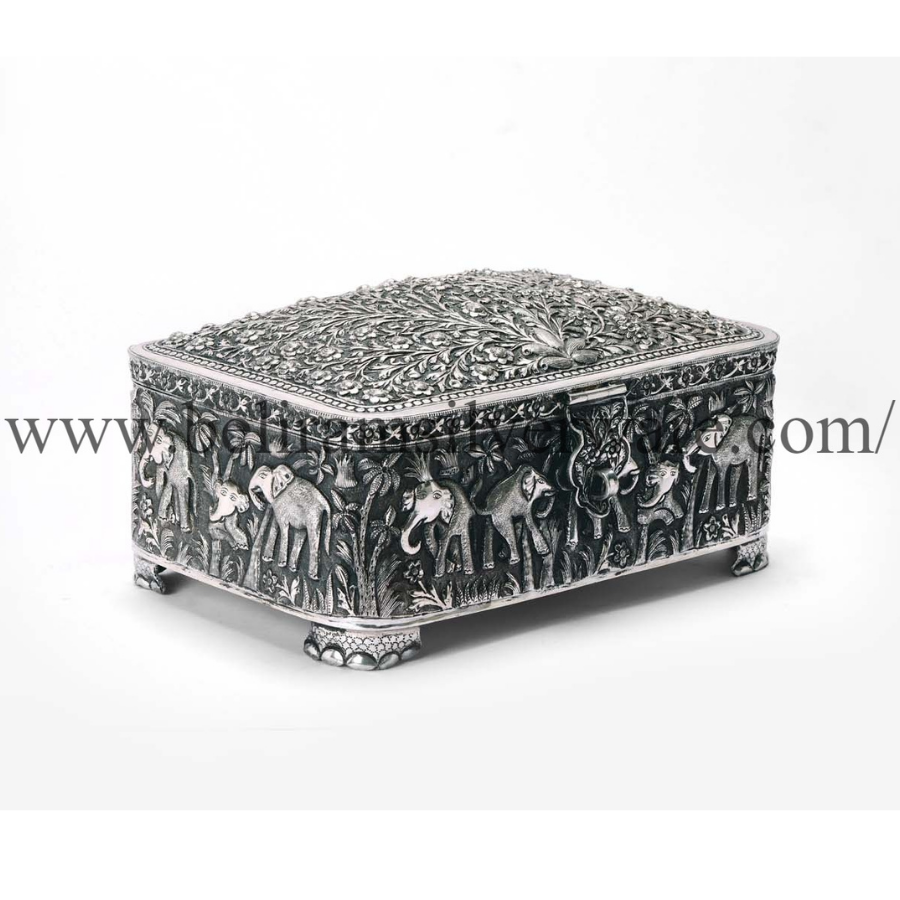 Elephant Nakshi Silver Box