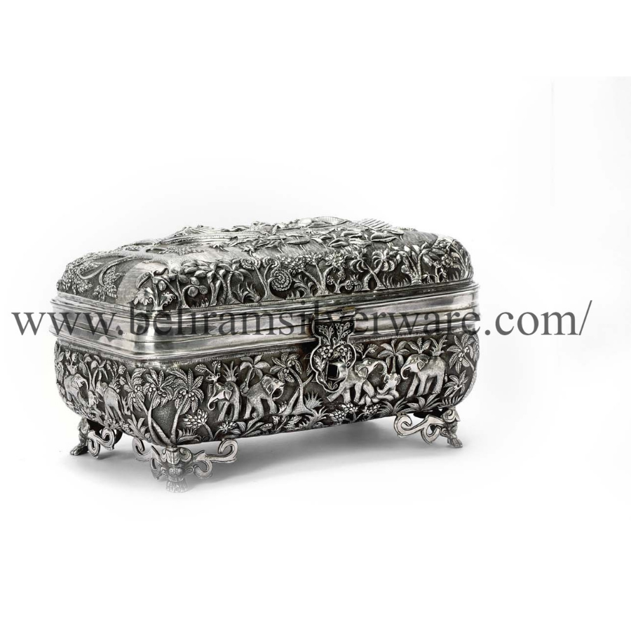 Elephant Nakshi Rectangle Silver Box
