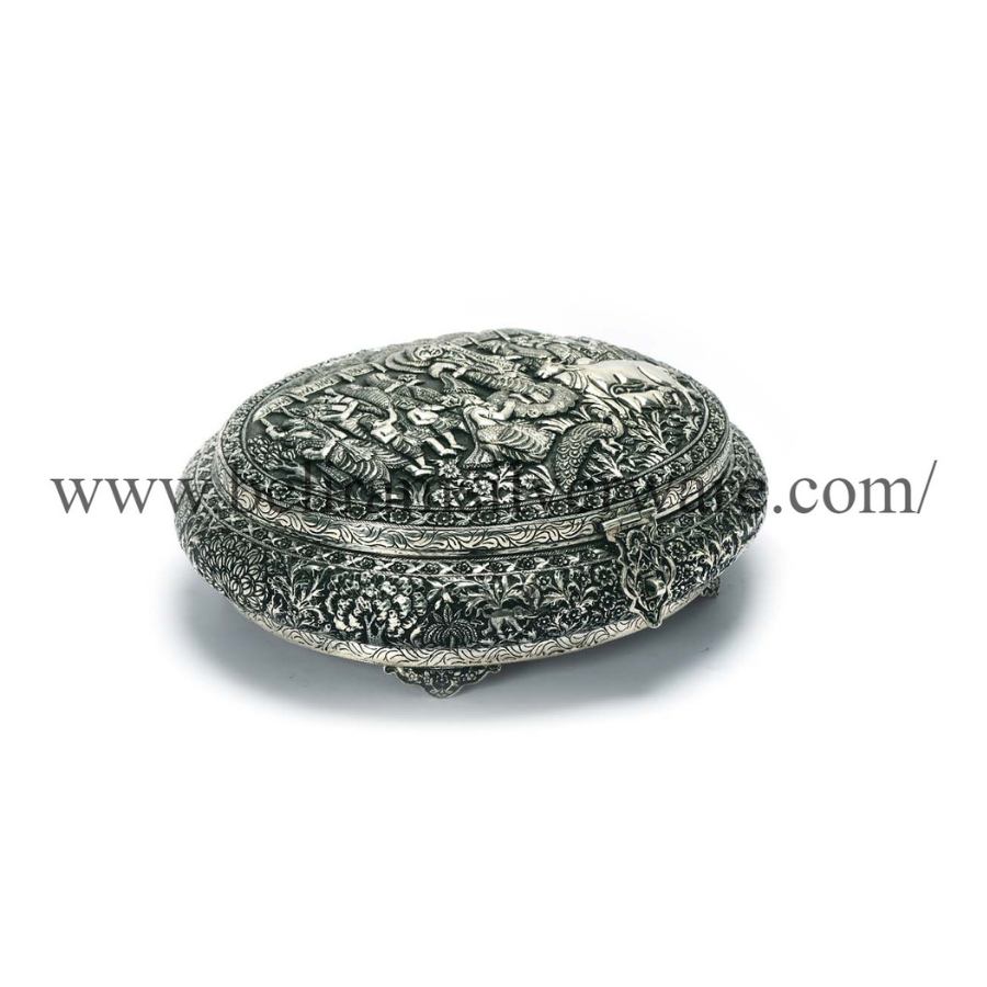 Krishna Govardhan Parvat Leela Nakshi Silver Box