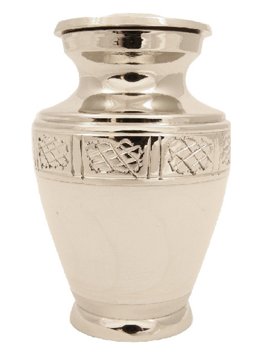 सफेद और चांदी मिलानो उपहार कलश