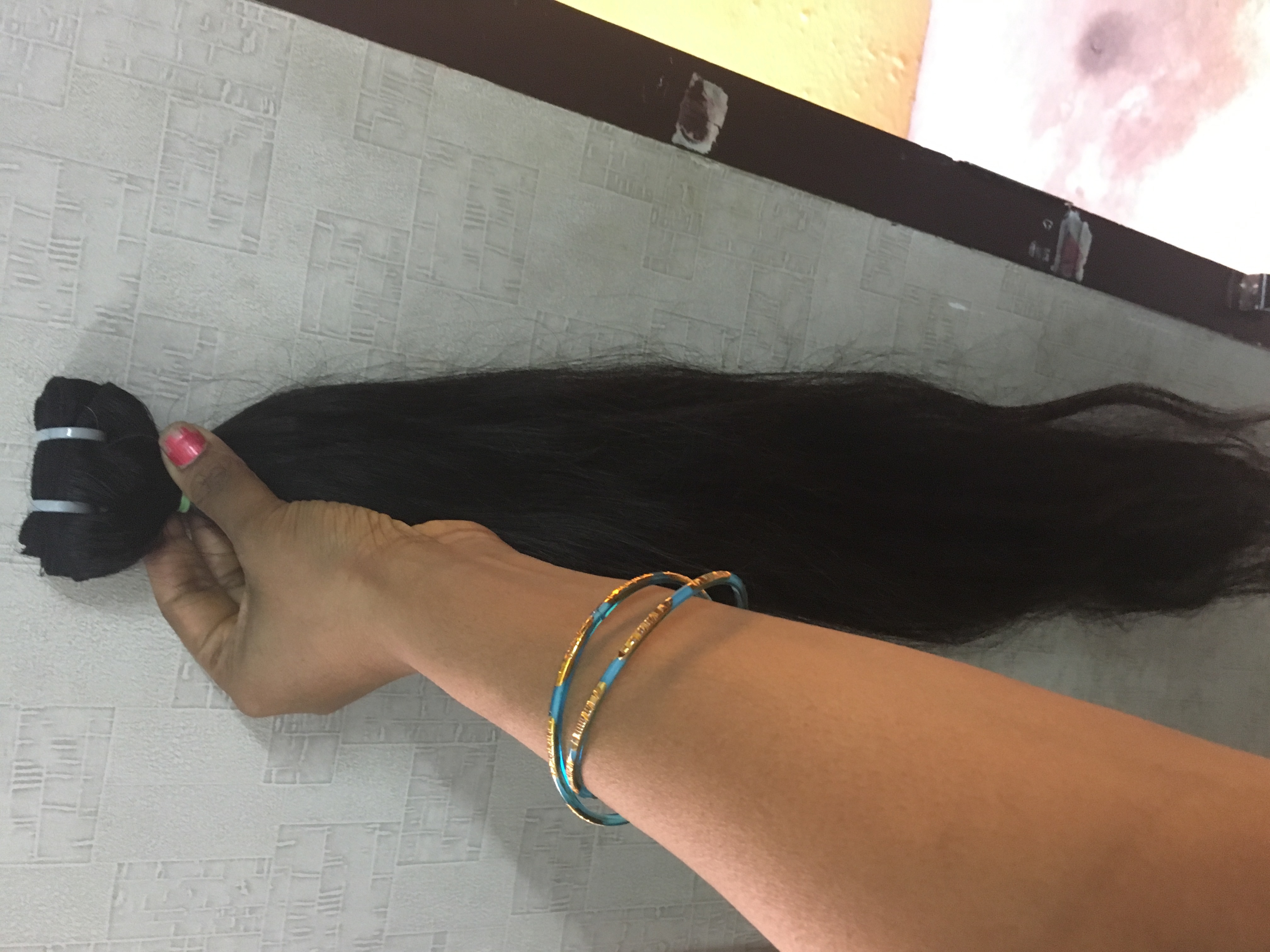 100% Long Human Hair Extensions / Virgin Hair Wholesale Supplier From India !!!! Application: Profesional