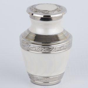 White & Silver Brass Token Urn