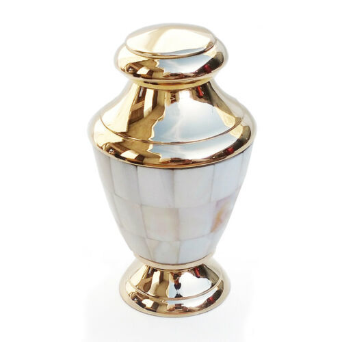 Golden Mother Of Pearl Keepsake Urn