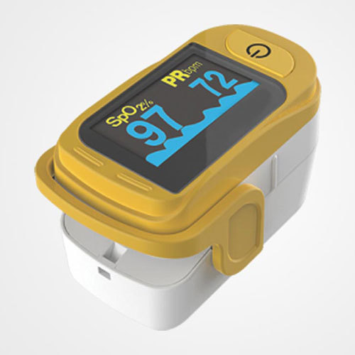 Pulse Oximeters - Plastic Material, Compact Size, Yellow & White Color | Measures SPO2 and Pulse Rate, Rechargeable Battery, Portable Design, Digital Display
