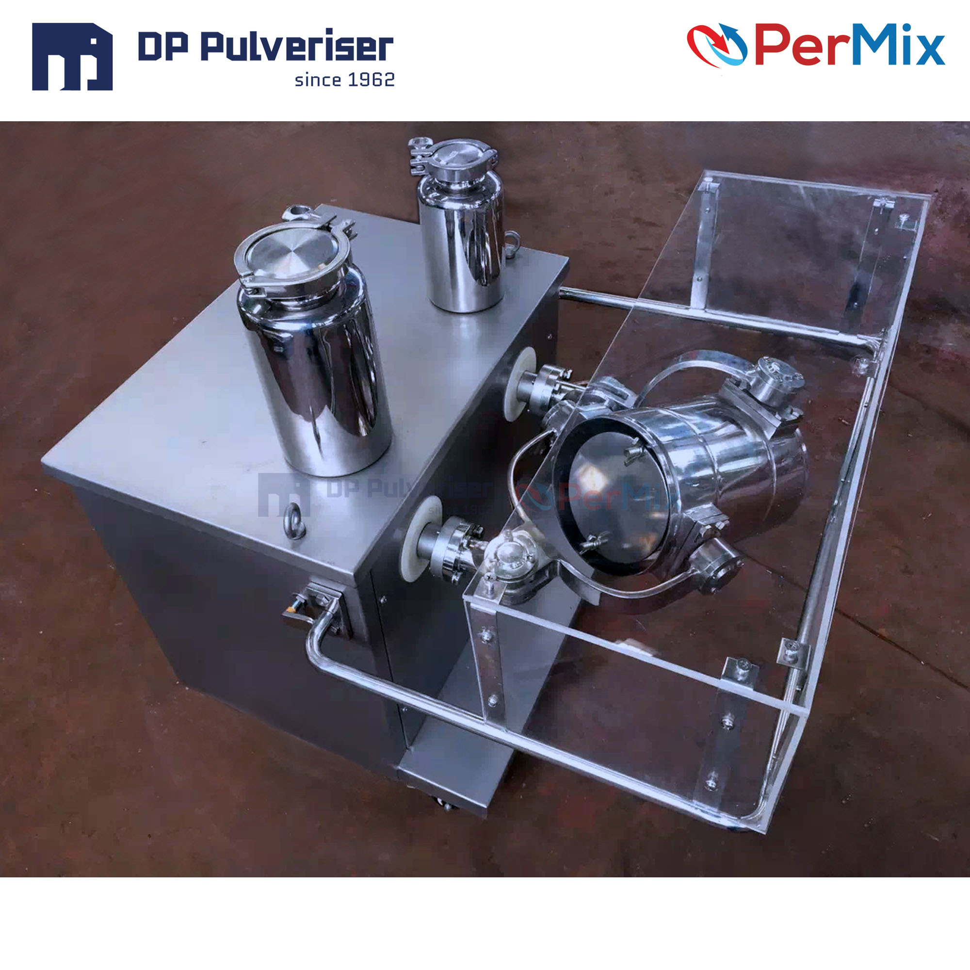 3d Mixer - Stainless Steel, 5-300 Liters Capacity , Gentle Mixing Action For Powder And Wet Mixtures, Safety Cage, Easy Container Exchange