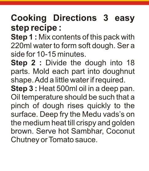 Medu Vada Instant Mix - Food Grade Baked Blend | Soft Vadas Perfect For Sambhar & Chutney