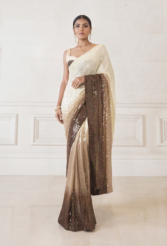Luxury Dual Tone Satin Silk Saree - 5.5 Meter With Heavy Sequence Work , Perfect For Party Wear In All Seasons