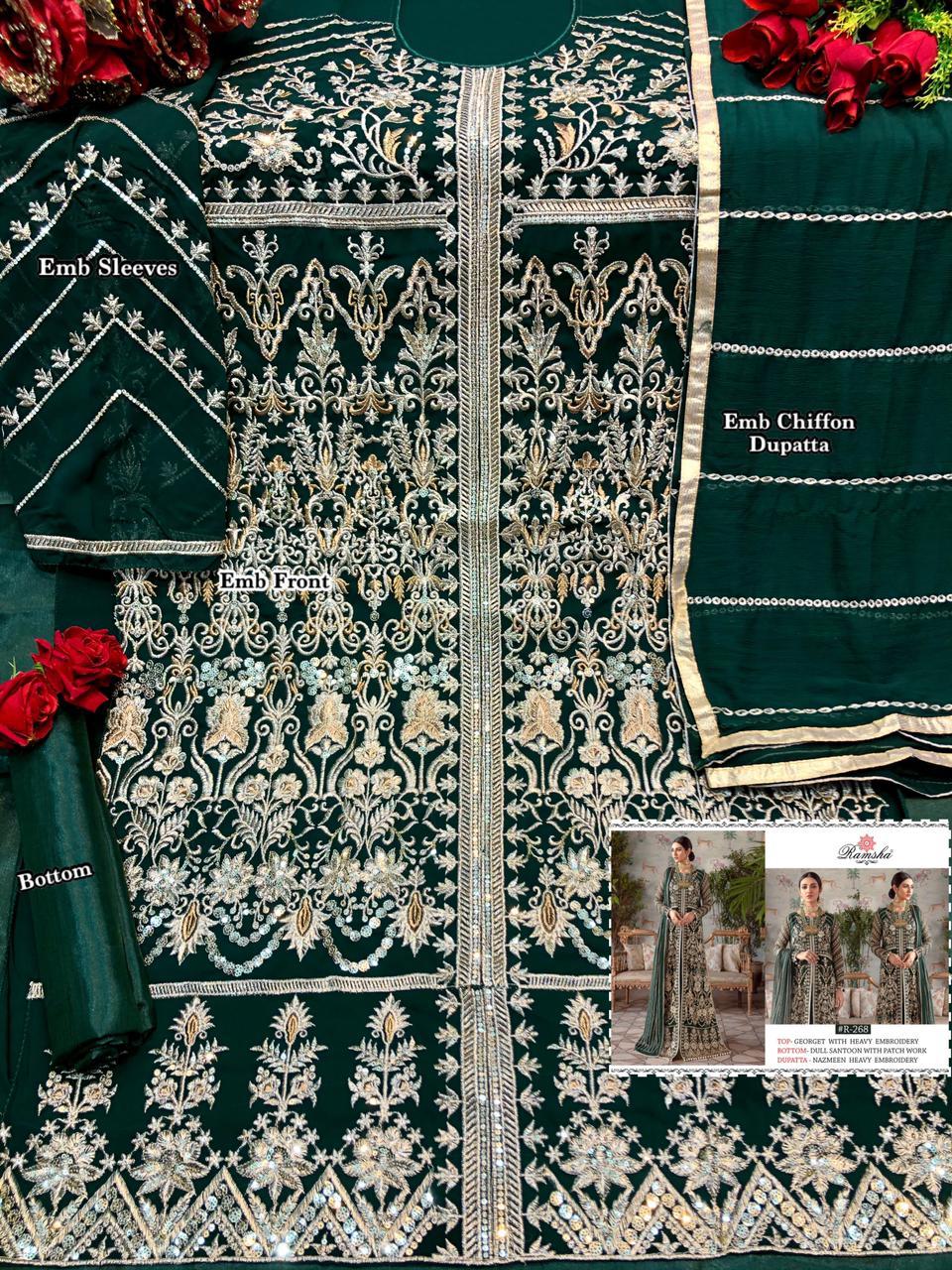 Dry Cleaning Embroidered Georgette Pakistani Wedding Suit