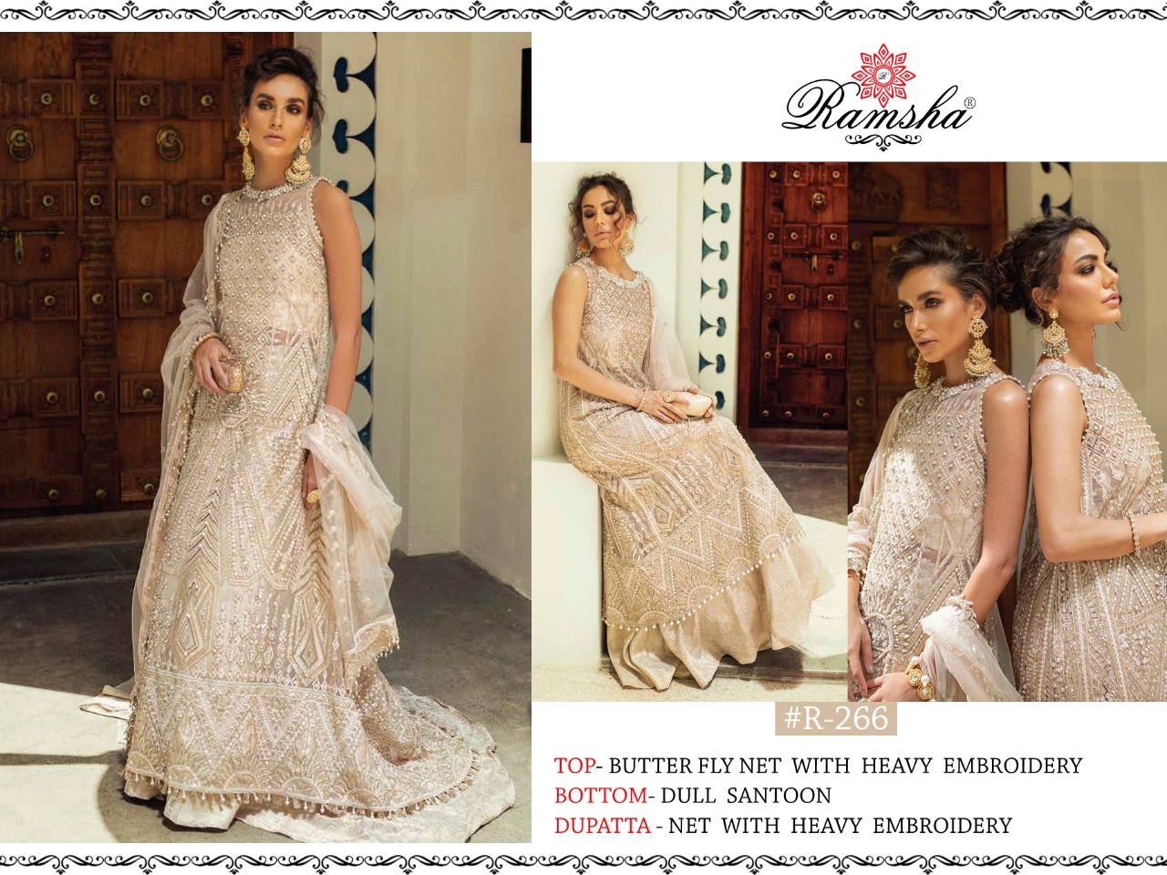 Embroidered Pakistani Salwar Suit - Net/georget Embroidery, Dull Santoon Bottom, Available In Multiple Colors | Full Sleeves, Dry Clean Only, Customized Size