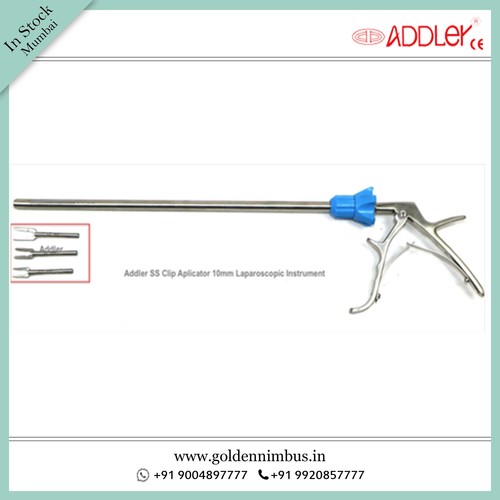 Addler Laparoscopic 10mm Clip Applicator - Steel Material, 5x5x10 Inch Dimensions | Semi-Automatic Operation, Portable, Sterilized, Waterproof
