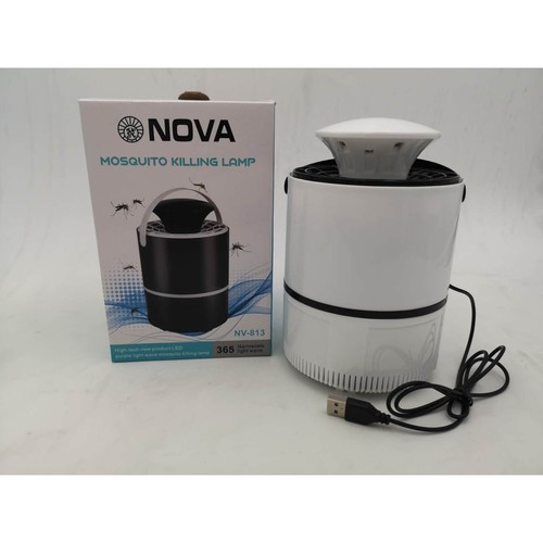 NOVA Mosquito Killer Lamp - Plastic, 12cm x 12cm x 18cm, White | USB Powered, LED UV Light, Silent Operation, Easy Clean Mesh Box
