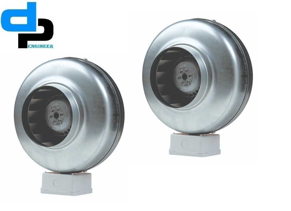 Caryaire Cf-150b - High Capacity Circular Inline Fan | Moisture Resistant, Low Noise Level At 47 Db, Electric Blower, 2370 Rpm, Silver, Pre-galvanized Steel, 220-240v Power Supply
