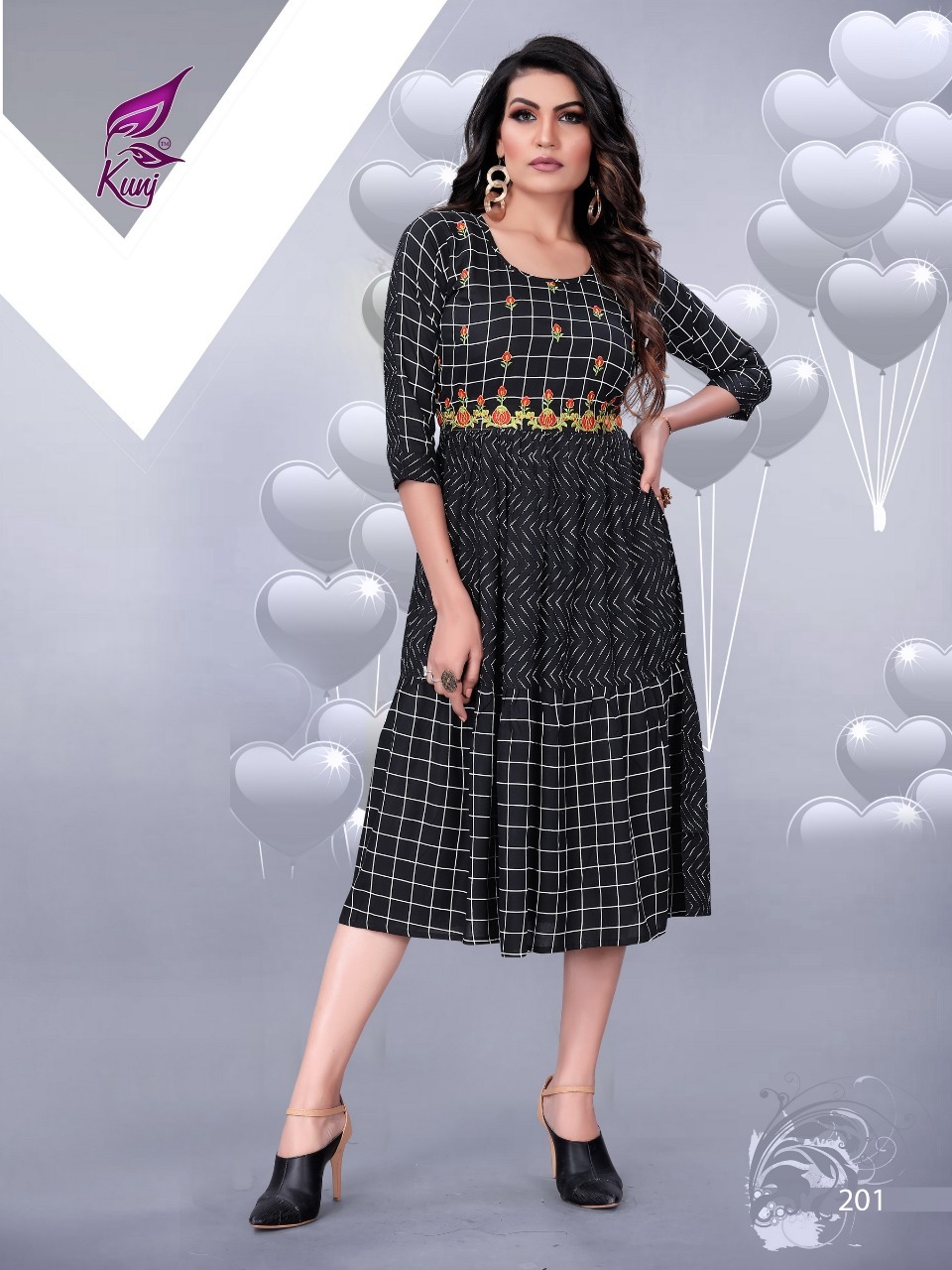 Kivi Vol 2 Designer Frock Type Rayon Printed Kurtis - Rayon Material, Size M, L, Xl, Xxl | 3-4th Sleeve, Quick Dry, Party Wear, Ethnic Style