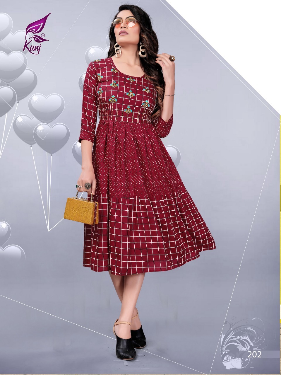 Kivi Vol 2 Designer Frock Type Rayon Printed Kurtis - Rayon Material, Size M, L, Xl, Xxl | 3-4th Sleeve, Quick Dry, Party Wear, Ethnic Style