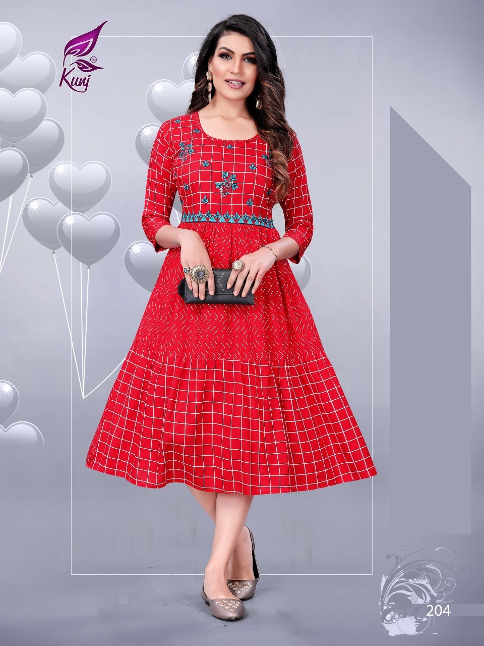 Kivi Vol 2 Designer Frock Type Rayon Printed Kurtis - Rayon Material, Size M, L, Xl, Xxl | 3-4th Sleeve, Quick Dry, Party Wear, Ethnic Style