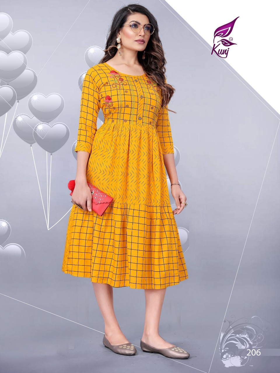 Kivi Vol 2 Designer Frock Type Rayon Printed Kurtis - Rayon Material, Size M, L, Xl, Xxl | 3-4th Sleeve, Quick Dry, Party Wear, Ethnic Style