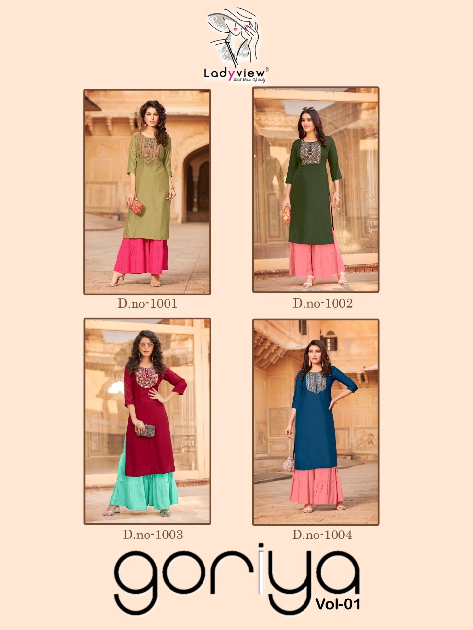 Goriya Vol - 1 14 Kg Heavy Rayon Kurti With Stylish Shararra - Ethnic Party Wear, 3/4 Sleeve, Available In M, L, Xl, Xxl, 3xl, Embroidered Pattern, Quick Dry And Washable