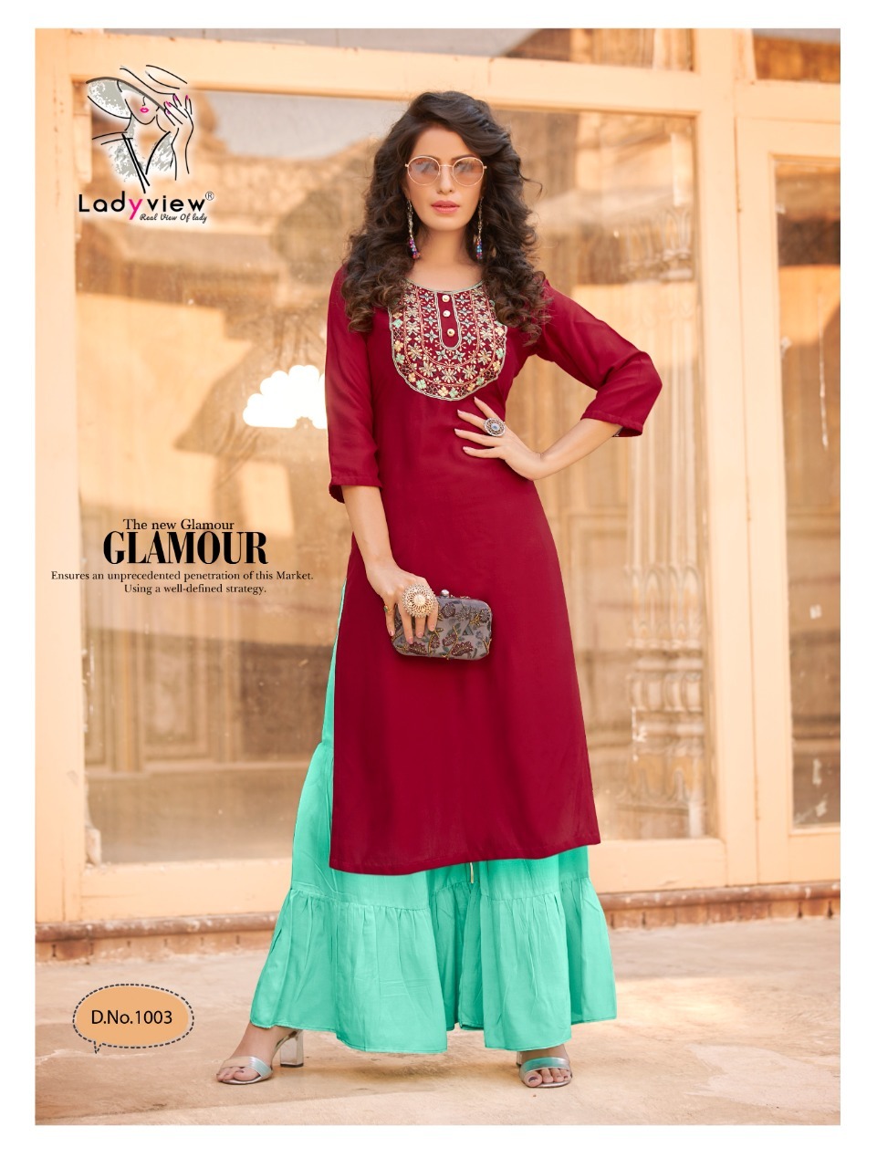 Goriya Vol - 1 14 Kg Heavy Rayon Kurti With Stylish Shararra - Ethnic Party Wear, 3/4 Sleeve, Available In M, L, Xl, Xxl, 3xl, Embroidered Pattern, Quick Dry And Washable