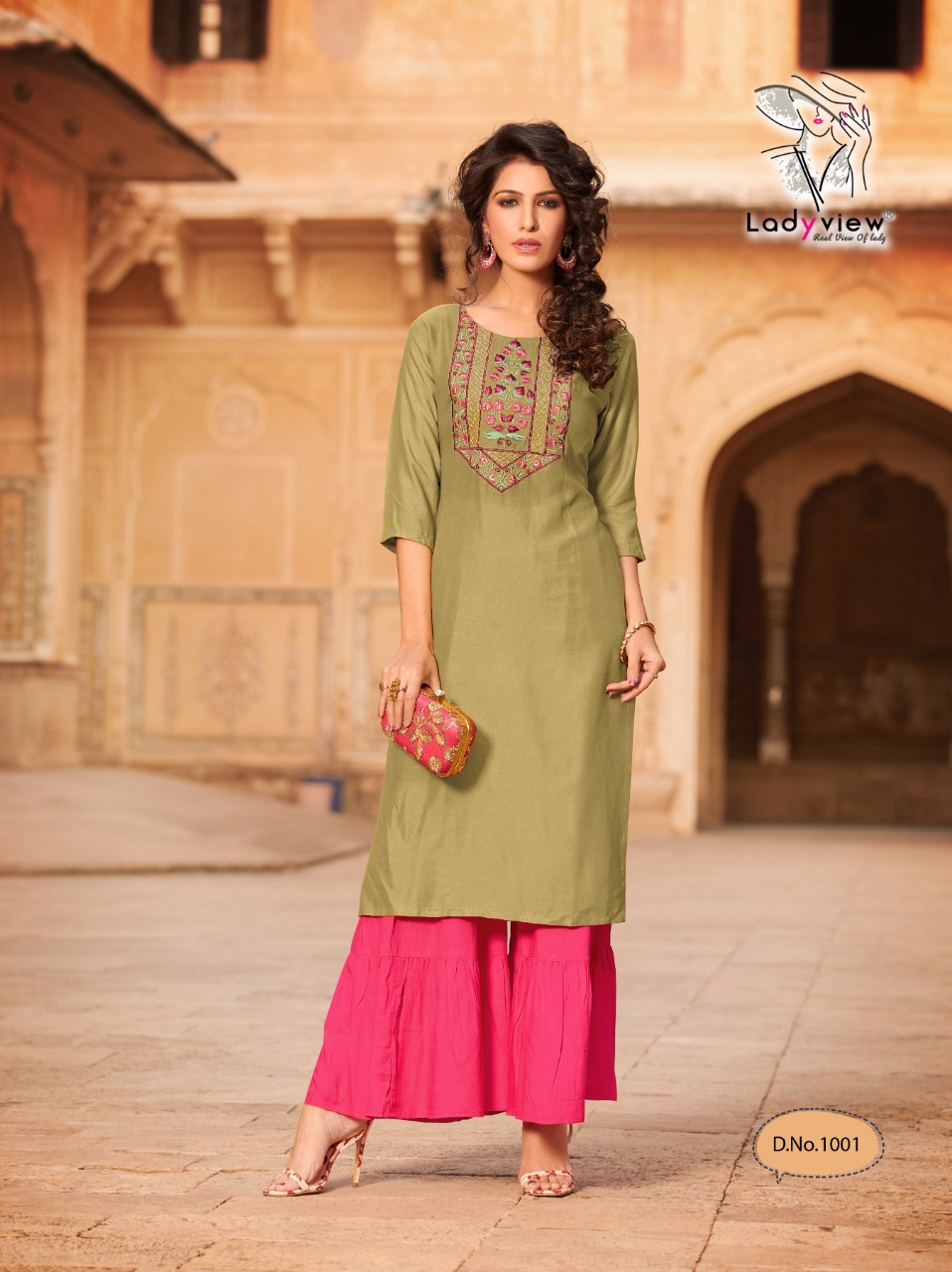 Goriya Vol - 1 14 Kg Heavy Rayon Kurti With Stylish Shararra - Ethnic Party Wear, 3/4 Sleeve, Available In M, L, Xl, Xxl, 3xl, Embroidered Pattern, Quick Dry And Washable