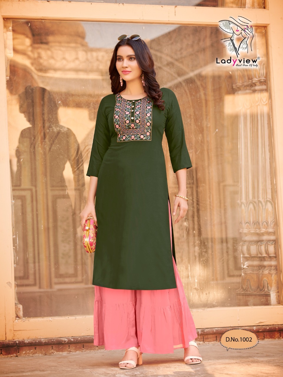 Goriya Vol - 1 14 Kg Heavy Rayon Kurti With Stylish Shararra - Ethnic Party Wear, 3/4 Sleeve, Available In M, L, Xl, Xxl, 3xl, Embroidered Pattern, Quick Dry And Washable