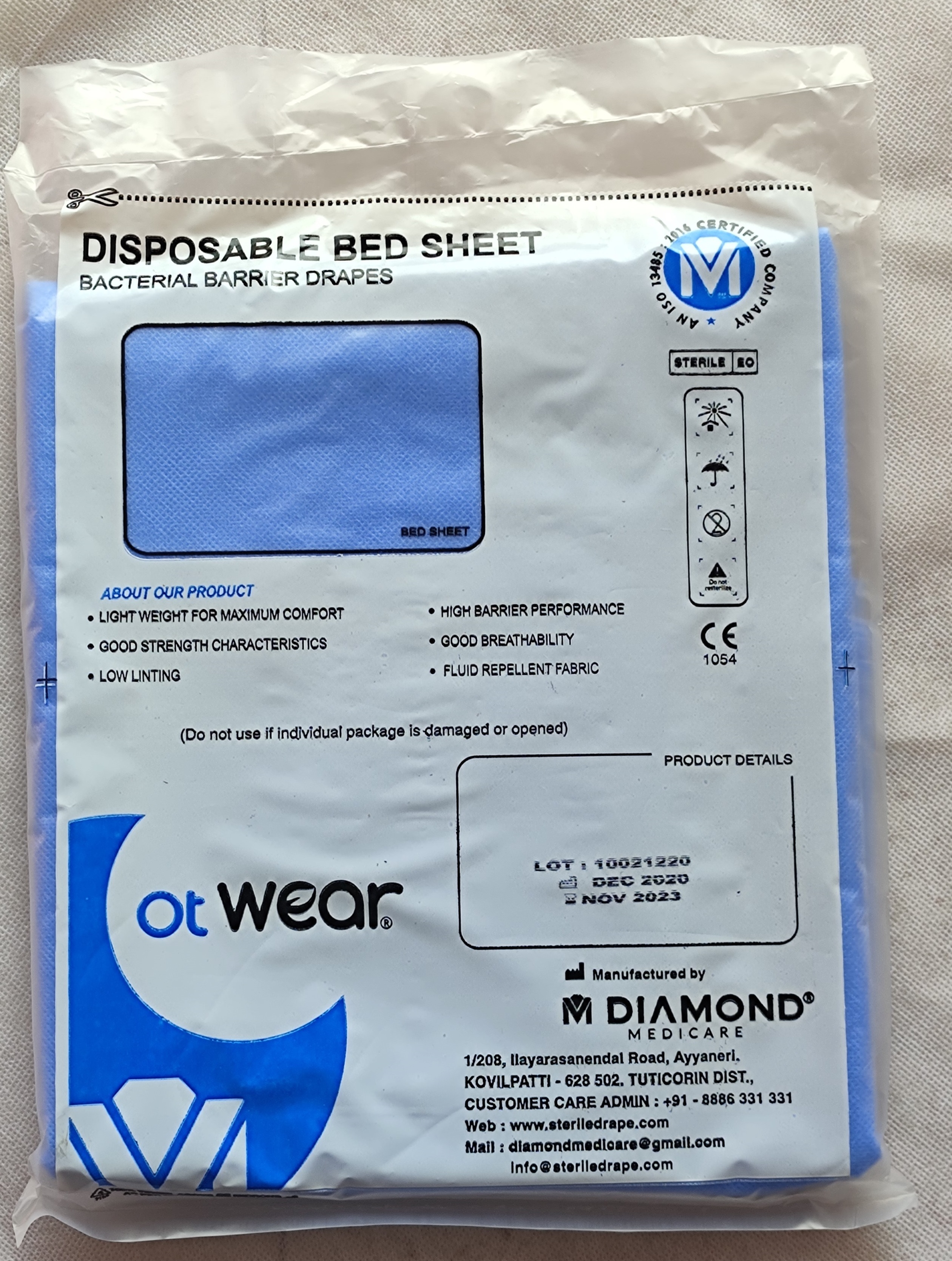 Disposable Non Woven Bed Sheet - 140x230cm, Medical Grade, Waterproof, Biodegradable, Available In Blue, White, Green