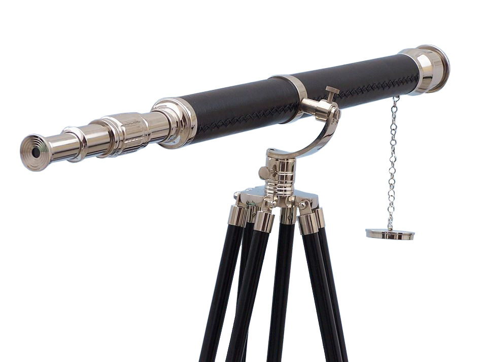 Floor Standing Chrome Leather Galileo Telescope Magnification: 42 X