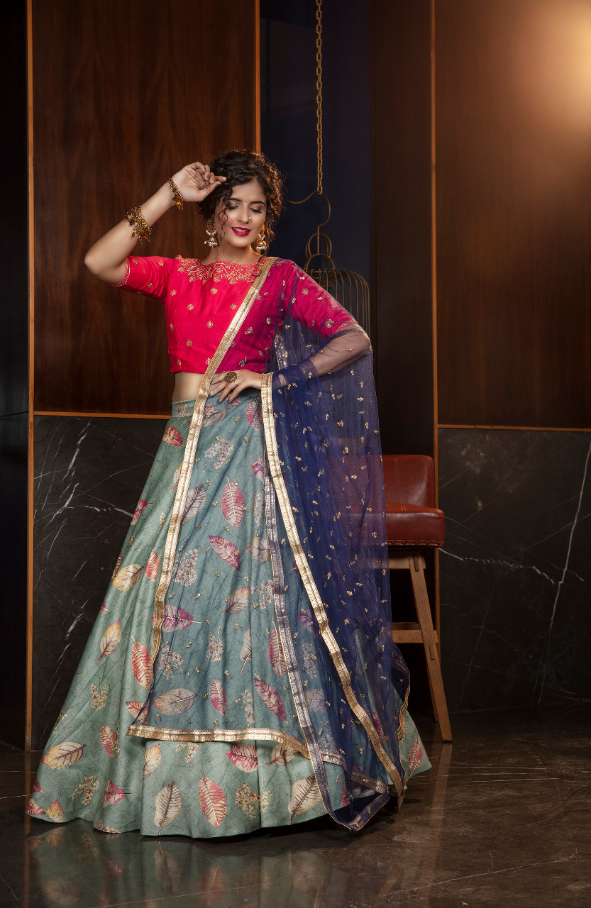 Designer Lehenga Choli - Semi-stitched Ethnic Wear, 42 Inch Lehenga & 2.40 Mtr Dupatta | All Season Fashion, Customized Size Up To 42 Bust & Waist