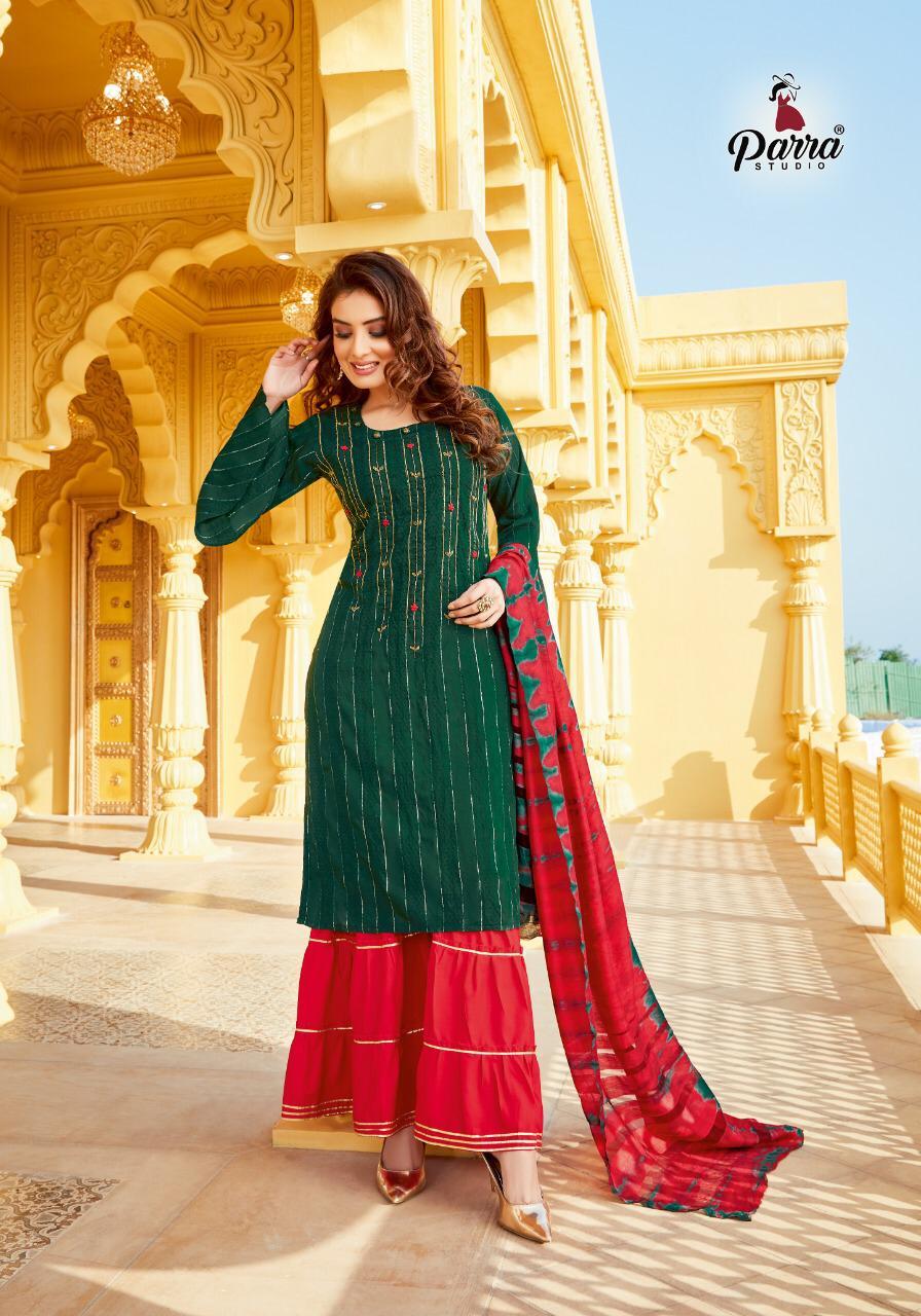 Dry Cleaning Raghini Vol 1 3 Kurties With Sharara And Dupatta Beautiful Catalogue Having Designer Concept