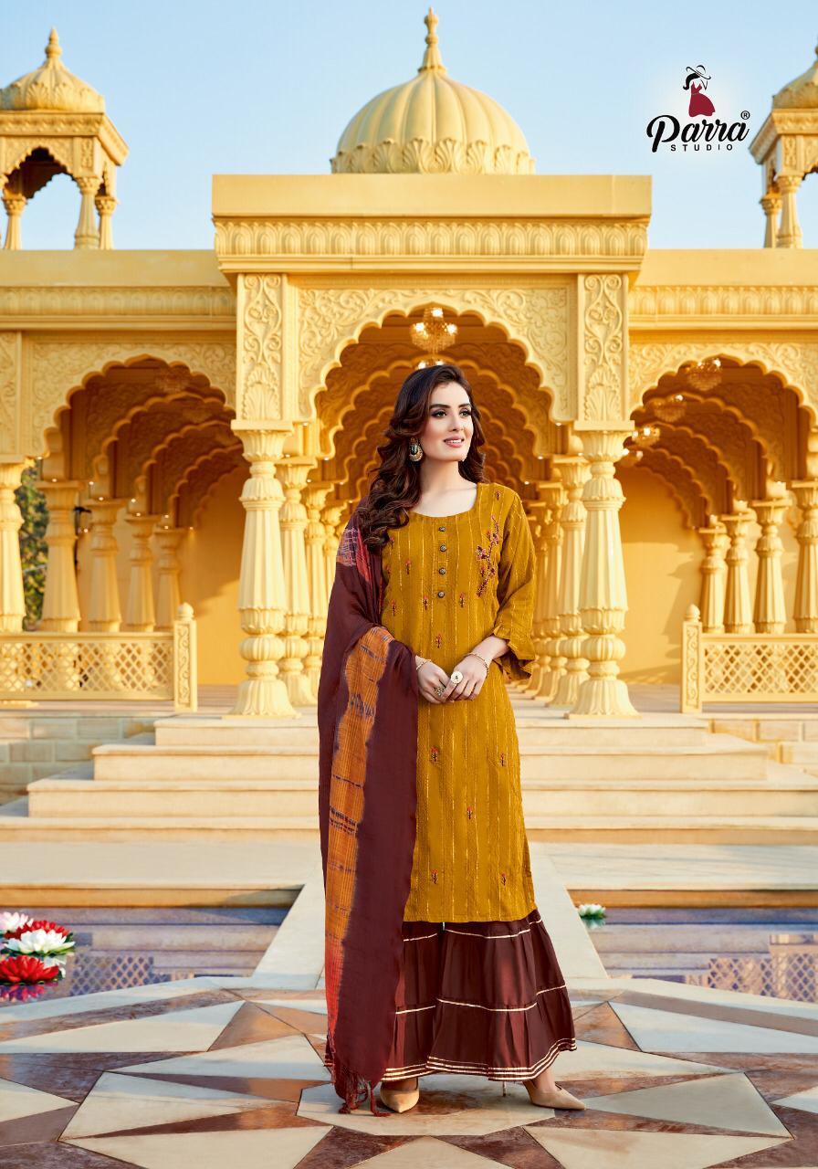 Dry Cleaning Raghini Vol 1 3 Kurties With Sharara And Dupatta Beautiful Catalogue Having Designer Concept