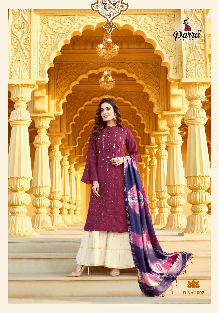 Dry Cleaning Raghini Vol 1 3 Kurties With Sharara And Dupatta Beautiful Catalogue Having Designer Concept